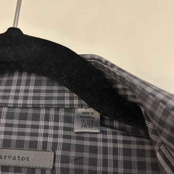 John Varvatos Men's Classic Fit Navy Blue Plaid Button Down Shirt 15.5, 34/35 - Picture 6 of 7